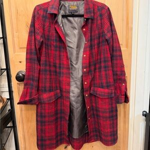 Pendleton Vintage Red and Black Plaid 100% Virgin Wool Long Coat
